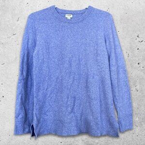 J.Crew Cozy Sweater Crewneck Soft Wool Fabric Lightweight‎ Split Hem Purple W S
